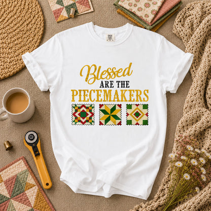 Blessed Are The Piecemakers Cross Christian T-Shirt - White