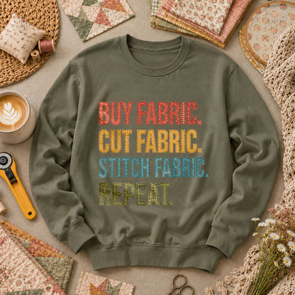 Buy Fabric Cut Fabric Stitch Fabric Repeat Long Sleeve - Military Green