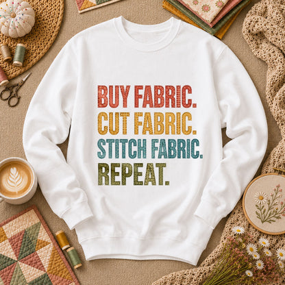 Buy Fabric Cut Fabric Stitch Fabric Repeat Long Sleeve - White
