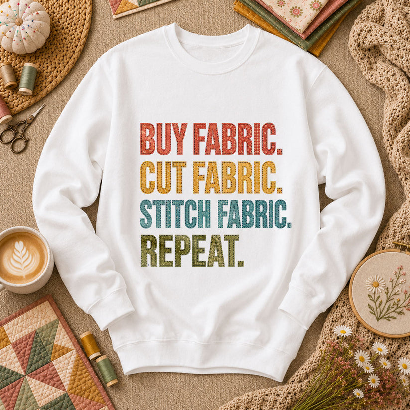 Buy Fabric Cut Fabric Stitch Fabric Repeat Long Sleeve - White