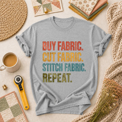 Buy Fabric Cut Fabric Stitch Fabric Repeat T-Shirt - Athletic Heather