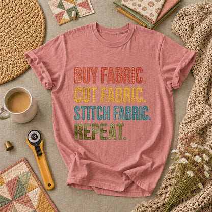 Buy Fabric Cut Fabric Stitch Fabric Repeat T-Shirt - Heather Mauve