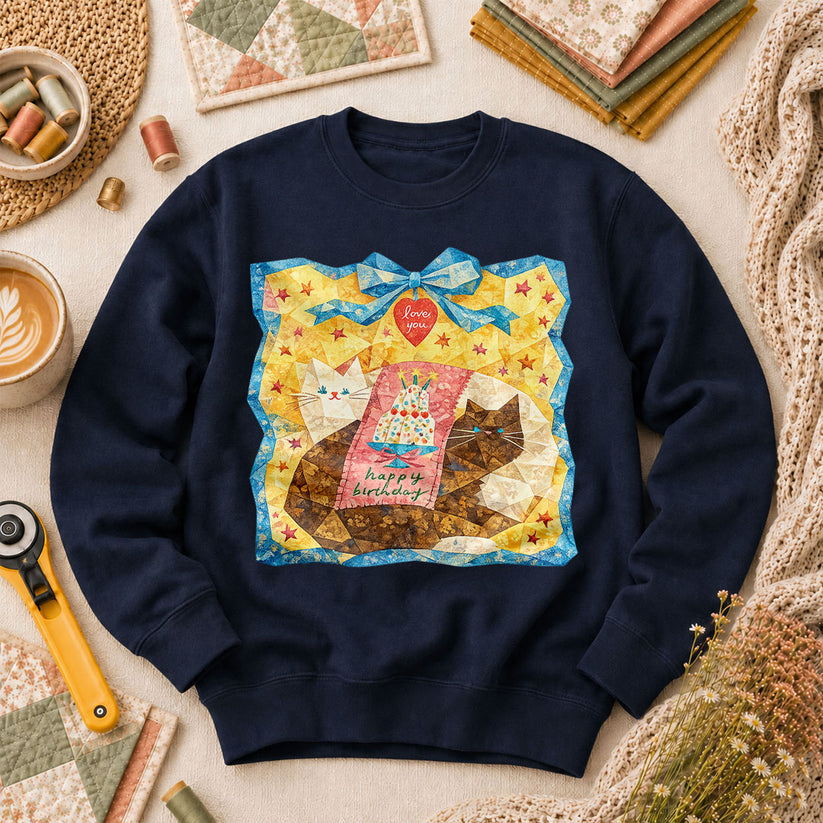 Cat Blanket Long Sleeve - Navy