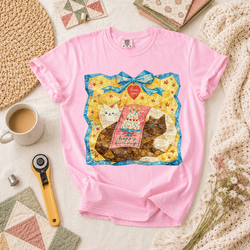 Cat Blanket T-Shirt - Blossom