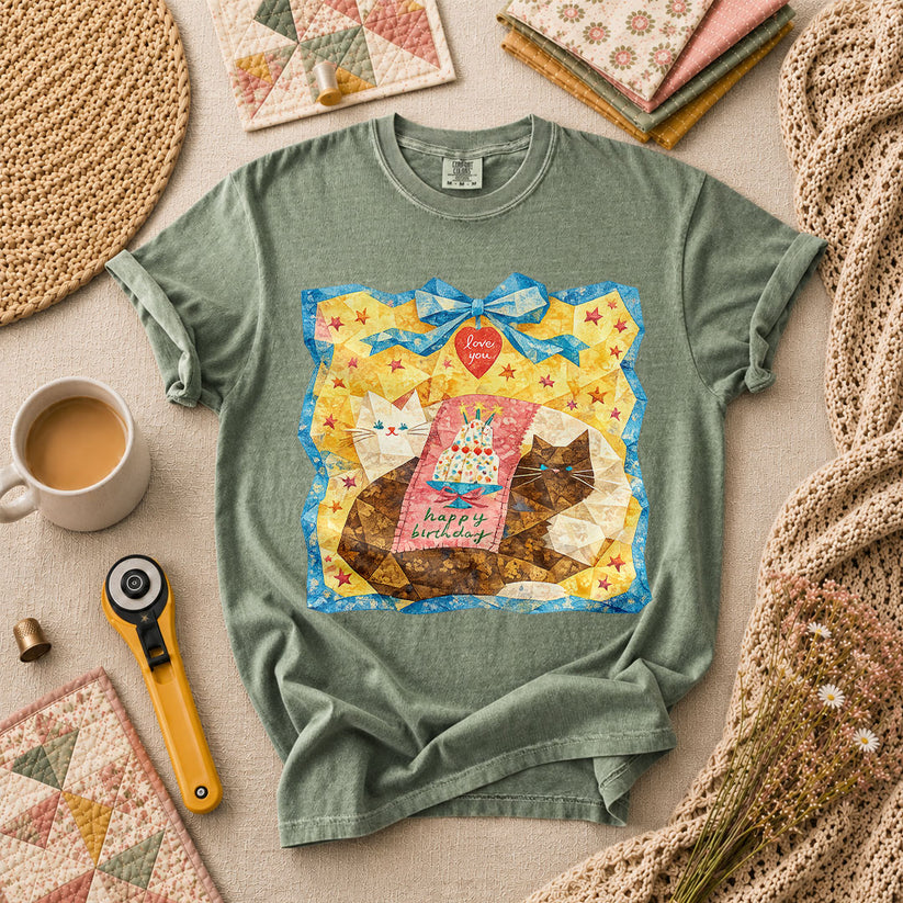 Cat Blanket T-Shirt - Forest