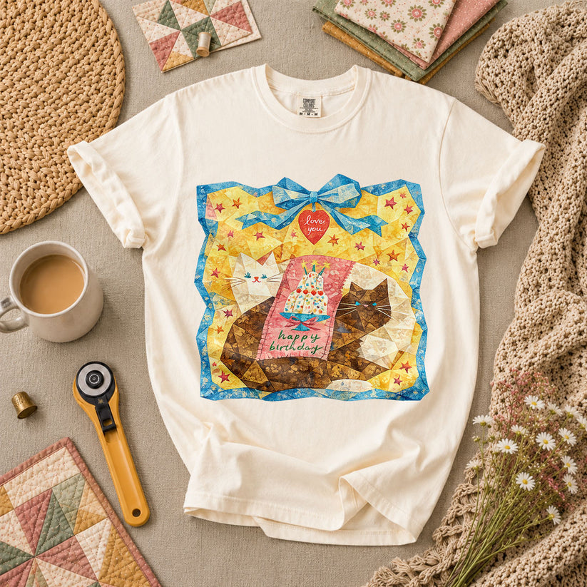 Cat Blanket T-Shirt - Ivory