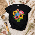 Cat Flower Bouquet Quilter T-Shirt
