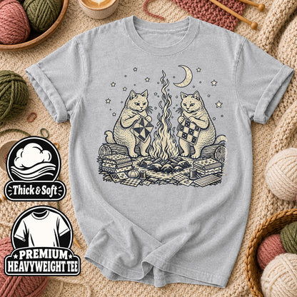 Cats Quilting By Campfire T-Shirt - Athletic Heather