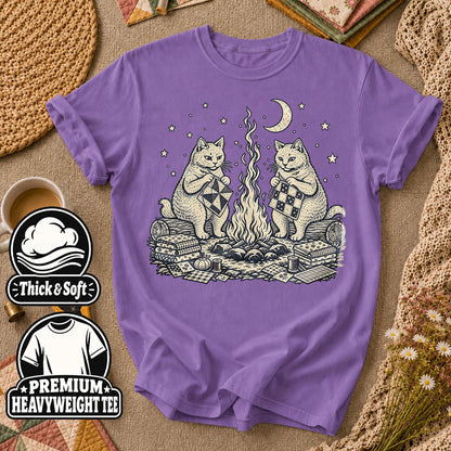 Cats Quilting By Campfire T-Shirt - Heather Team Purple