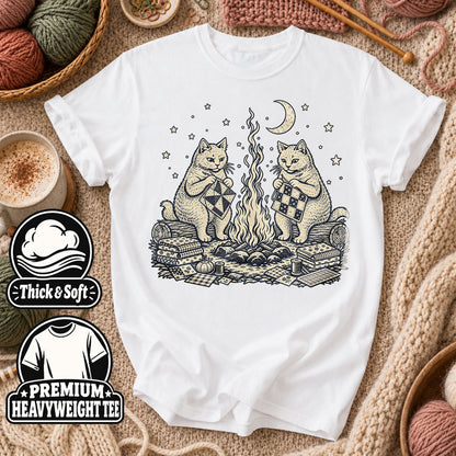 Cats Quilting By Campfire T-Shirt - White