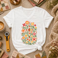Christian Cross Floral Quilt Block Women's V-Neck