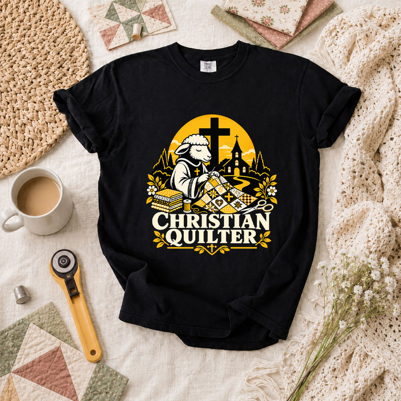 Christian Quilter Sheep Church T-Shirt - Black