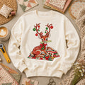 Christmas Reindeer With Ornament Antlers And Quilt Long Sleeve