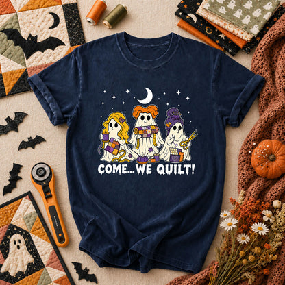 Come We Quilt Ghost Halloween T-Shirt - Navy