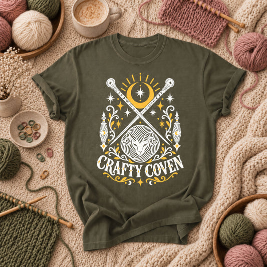 Crafty Coven Ram T-Shirt - Military Green