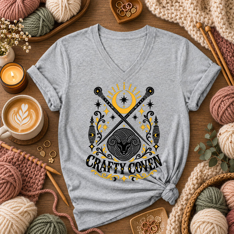 Crafty Coven Ram Women's V-Neck - Athletic Heather