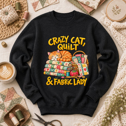 Crazy Cat Quilt Fabric Lady Long Sleeve - Black