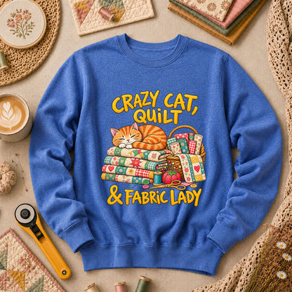 Crazy Cat Quilt Fabric Lady Long Sleeve - Heather True Royal
