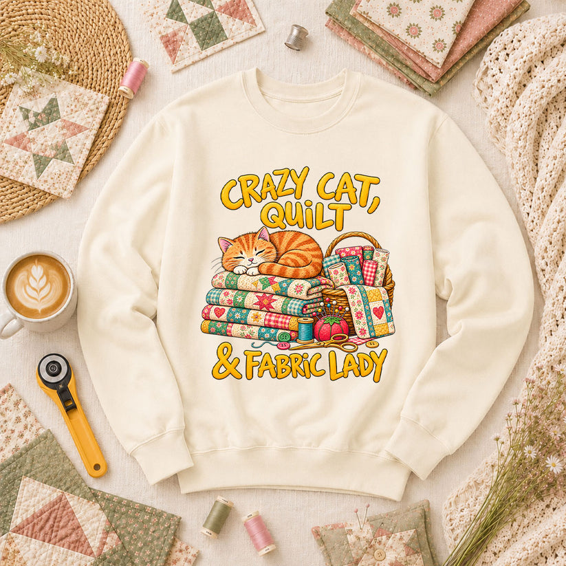 Crazy Cat Quilt Fabric Lady Long Sleeve - Natural