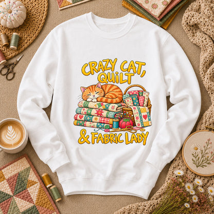 Crazy Cat Quilt Fabric Lady Long Sleeve - White