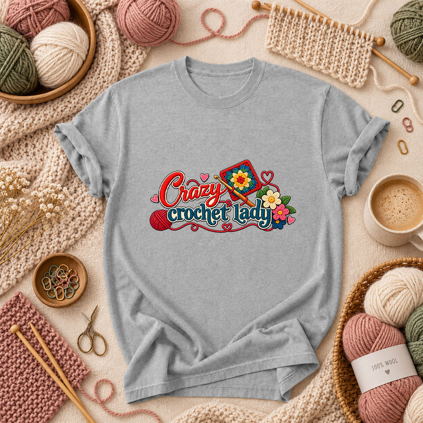 Crazy Crochet Lady T-Shirt - Athletic Heather
