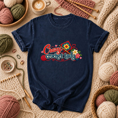 Crazy Crochet Lady T-Shirt - Navy