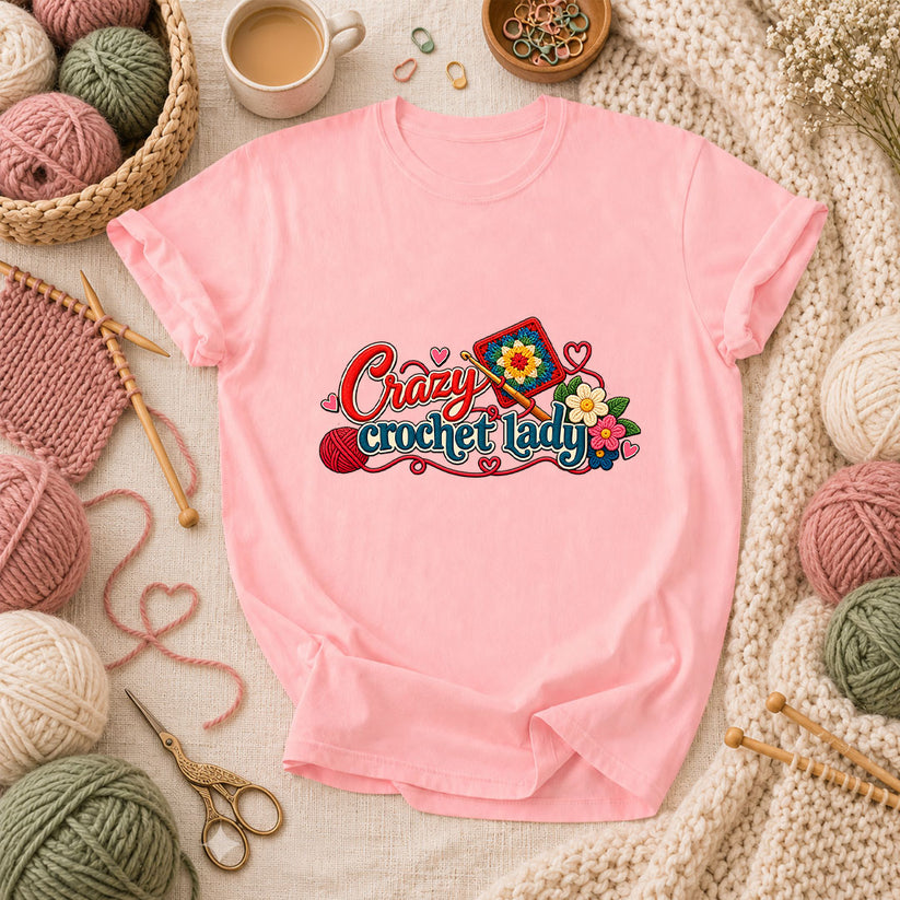 Crazy Crochet Lady T-Shirt - Pink