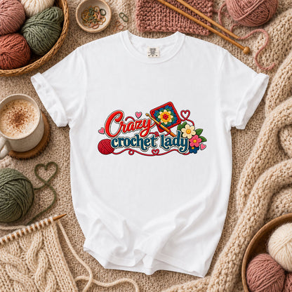 Crazy Crochet Lady T-Shirt - White