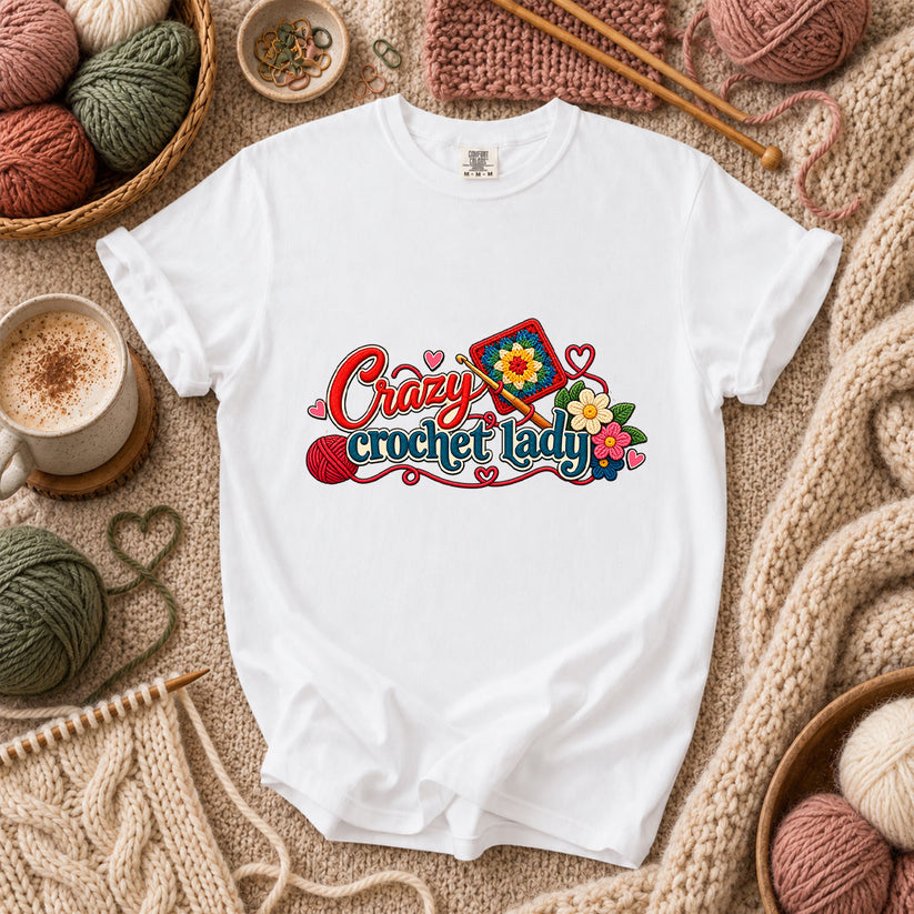 Crazy Crochet Lady T-Shirt - White
