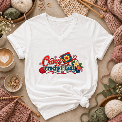 Crazy Crochet Lady Women's V-Neck - White