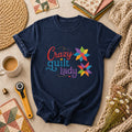 Crazy Quilt Lady Colorful Star Blocks T-Shirt