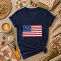 Cross Stitch American Flag Patriotic Quilt Women's V-Neck