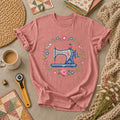 Cross Stitch Sewing Machine Floral Wreath T-Shirt