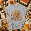 Cute Fall Patchwork Ghost With Bats T-Shirt