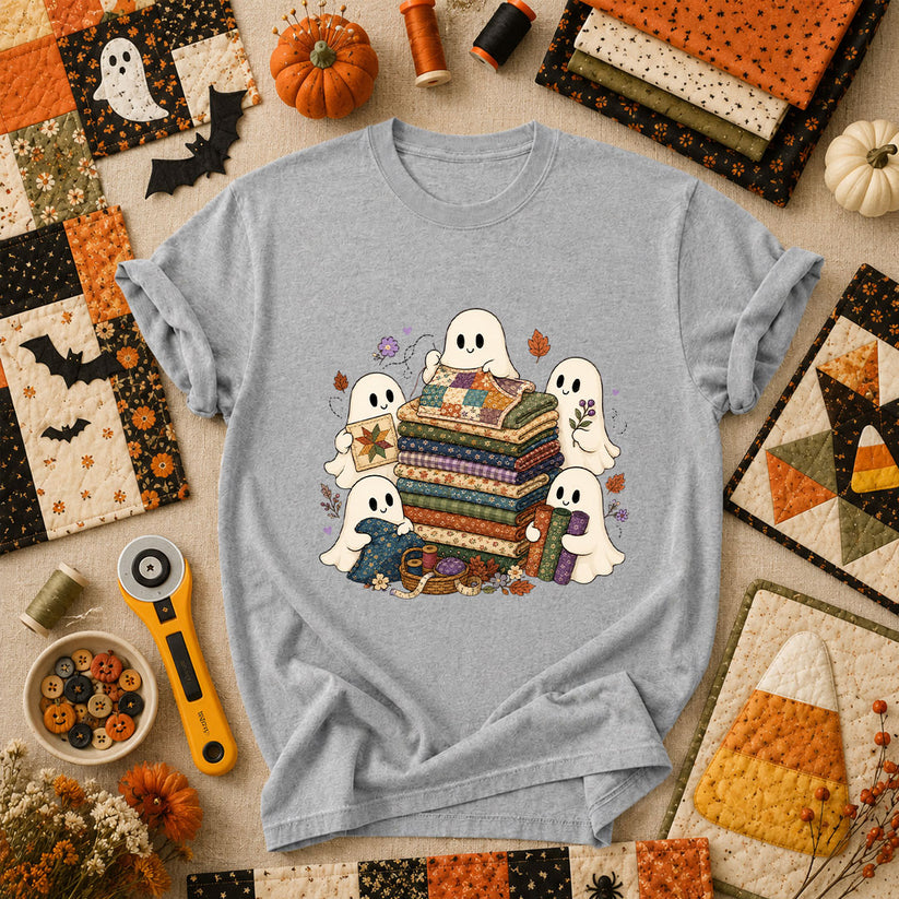 Cute Ghosts Holding Fabric Stack T-Shirt - Athletic Heather