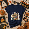 Cute Ghosts Holding Fabric Stack Women's V-Neck