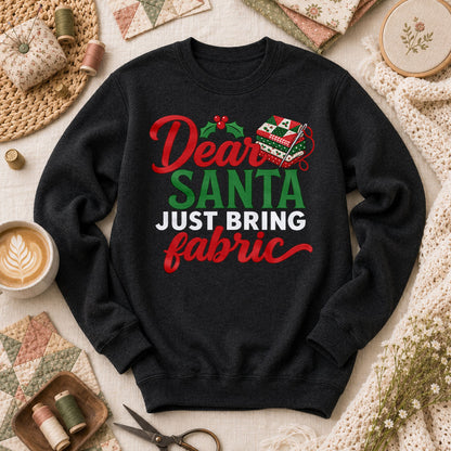 Dear Santa Just Bring Fabric Long Sleeve - Black