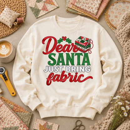 Dear Santa Just Bring Fabric Long Sleeve - Natural