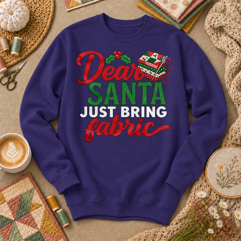 Dear Santa Just Bring Fabric Long Sleeve - Purple