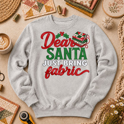 Dear Santa Just Bring Fabric Long Sleeve - Sport Grey