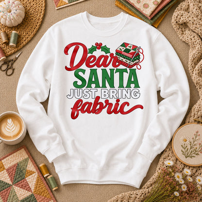 Dear Santa Just Bring Fabric Long Sleeve - White
