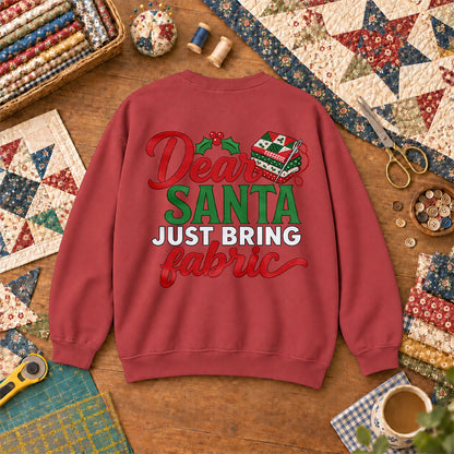 Dear Santa Just Bring Fabric Sweatshirt - Heather Red
