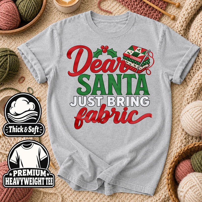 Dear Santa Just Bring Fabric T-Shirt - Athletic Heather