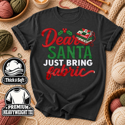 Dear Santa Just Bring Fabric T-Shirt - Dark Heather Grey