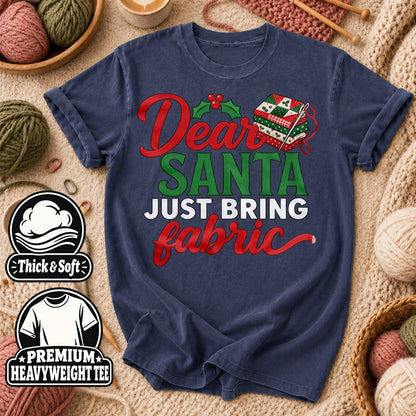 Dear Santa Just Bring Fabric T-Shirt - Heather Navy