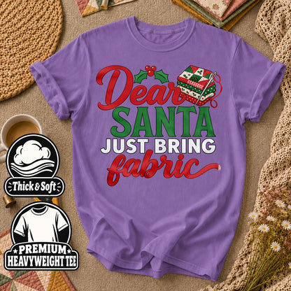 Dear Santa Just Bring Fabric T-Shirt - Heather Team Purple