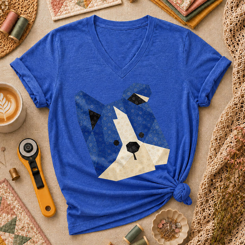 Dog Head Women's V-Neck - Heather True Royal