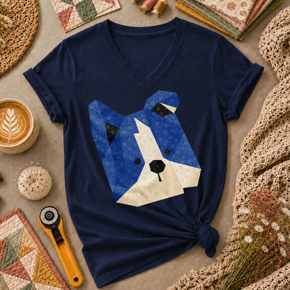 Dog Head Women's V-Neck - Navy