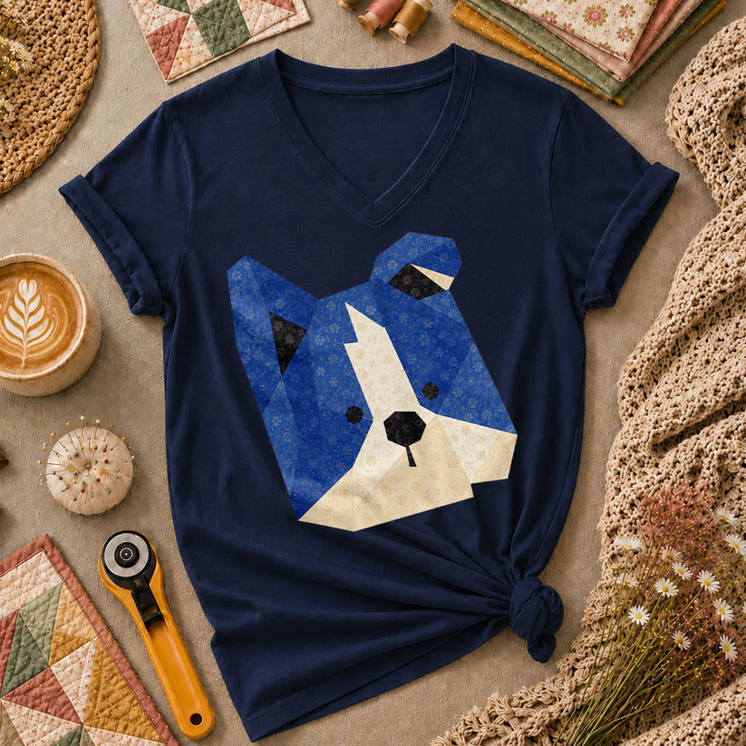 Dog Head Women's V-Neck - Navy