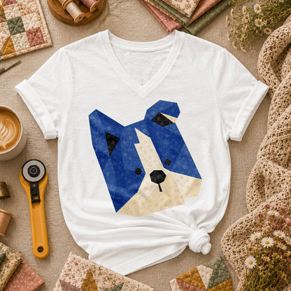 Dog Head Women's V-Neck - White